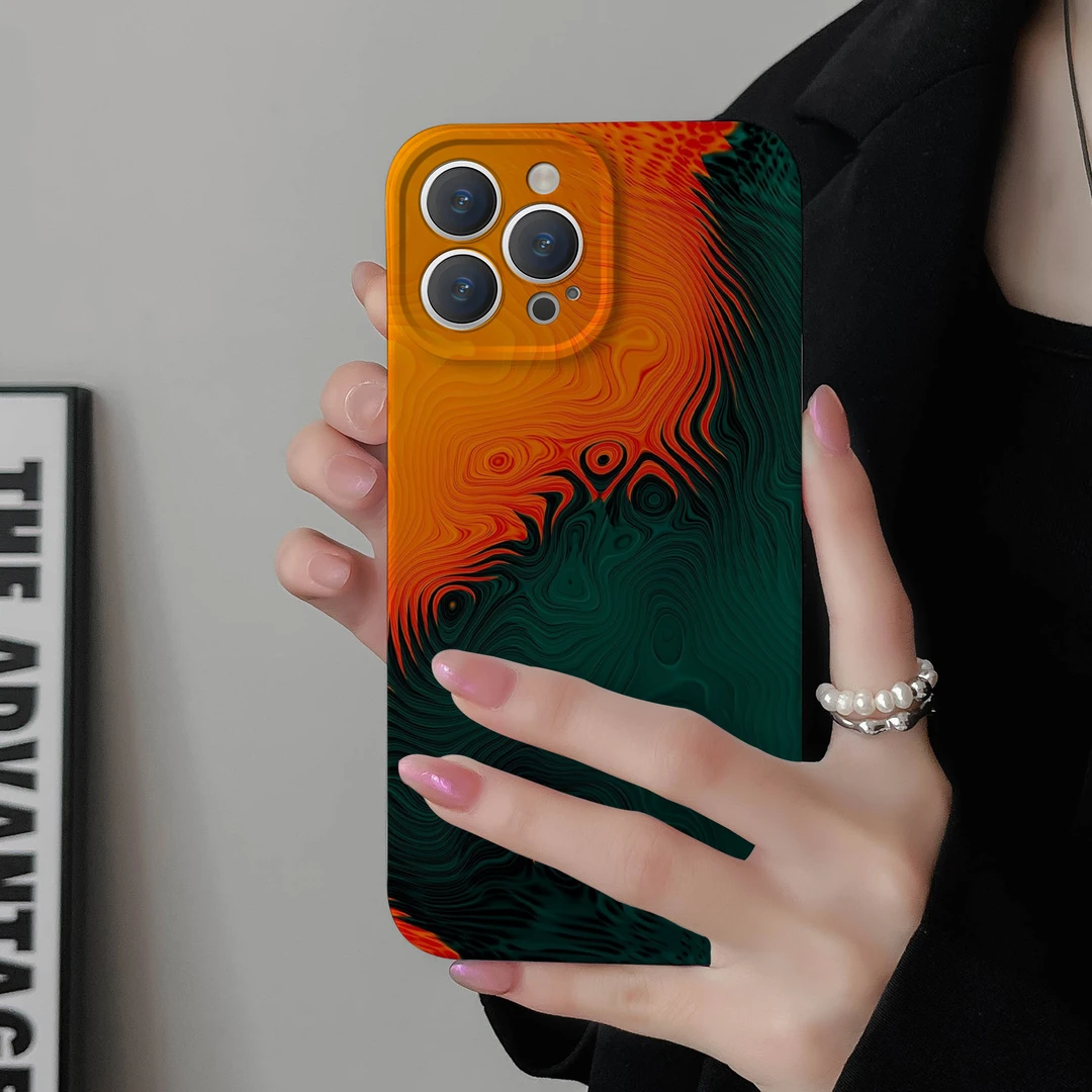 创意橙绿交替适用华为小米oppo红米苹果iPhone15荣耀手机菲林硬壳