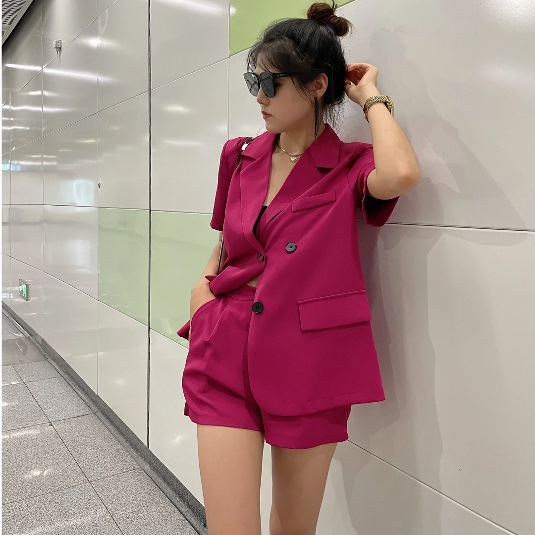 【正品撤标】时尚洋气气质西装两件套潮西装短裤套装小个子145150