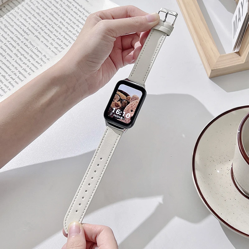 适用小米手环9pro表带针扣皮质红米watch6/5/4腕带时尚高级男女生