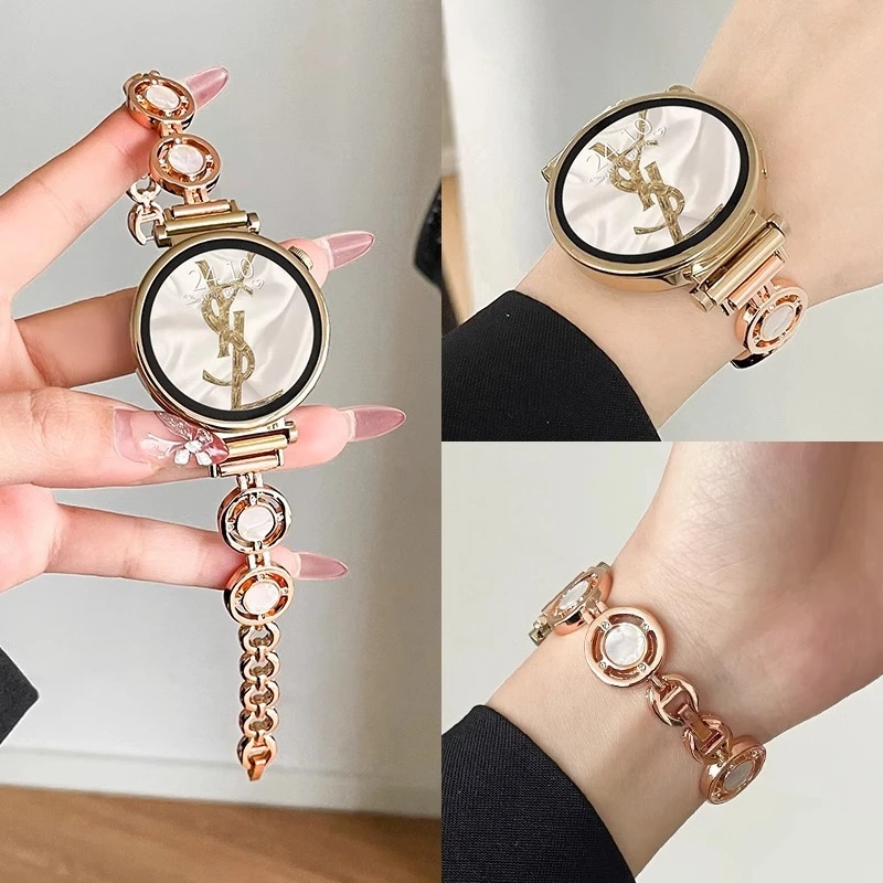 适用华为watch4手表表带gt5/gt4金属手链式腕带GT5/41mm女款高级