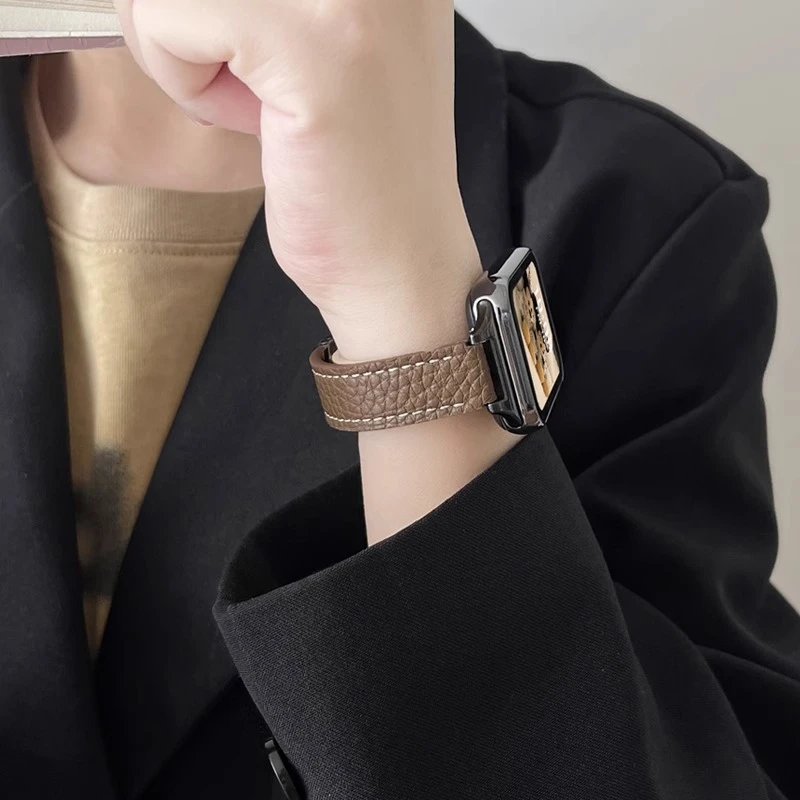 适用华为fit2表带折叠磁吸扣荔枝纹fit1手表腕带watchfit2女秋冬