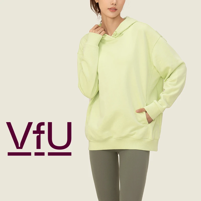 VFU连帽卫衣女秋冬运动服长袖健身外套保暖休闲套头上衣新款65025