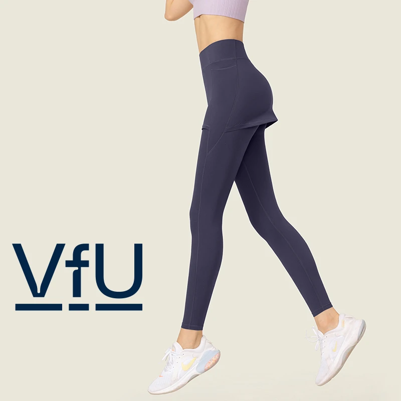 VFU假两件瑜伽裤女遮臀裙普拉提瑜伽防尴尬跑步运动夏季裤秋25039