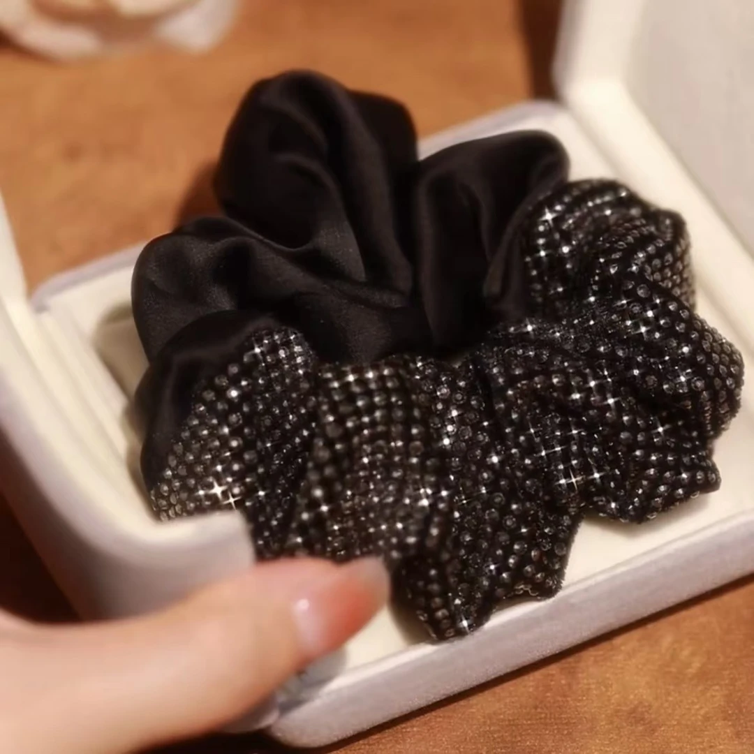 高级感碎钻时尚风AB面百搭高弹力发绳高档皮筋头花耐用优雅头绳