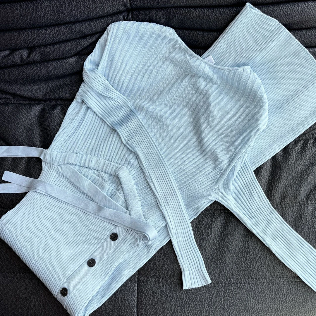 Self-portait天空蓝 针织连衣裙 M码