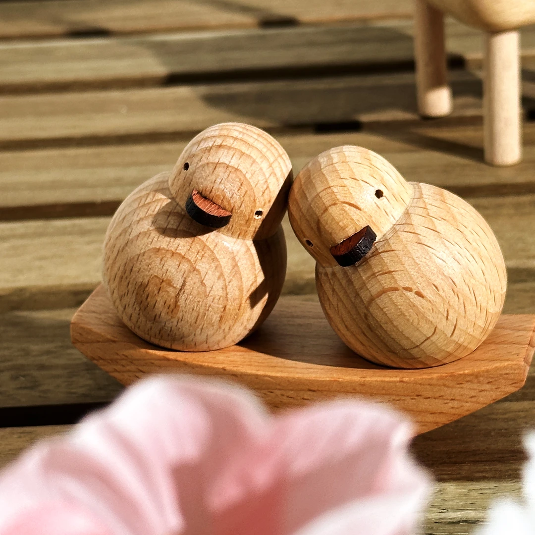 友谊的小船鸭 有木创意个性摆件把件可爱桌面礼品礼物微景观无漆