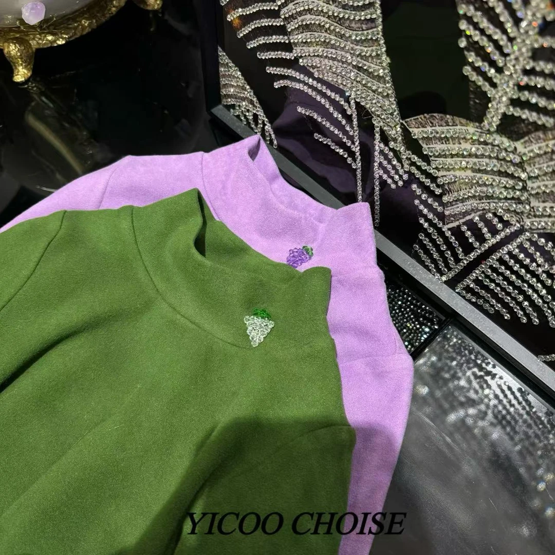 （嘉年华）YICOO【青提】 小众蛋白绒手工打底YC242153上衣时尚百搭