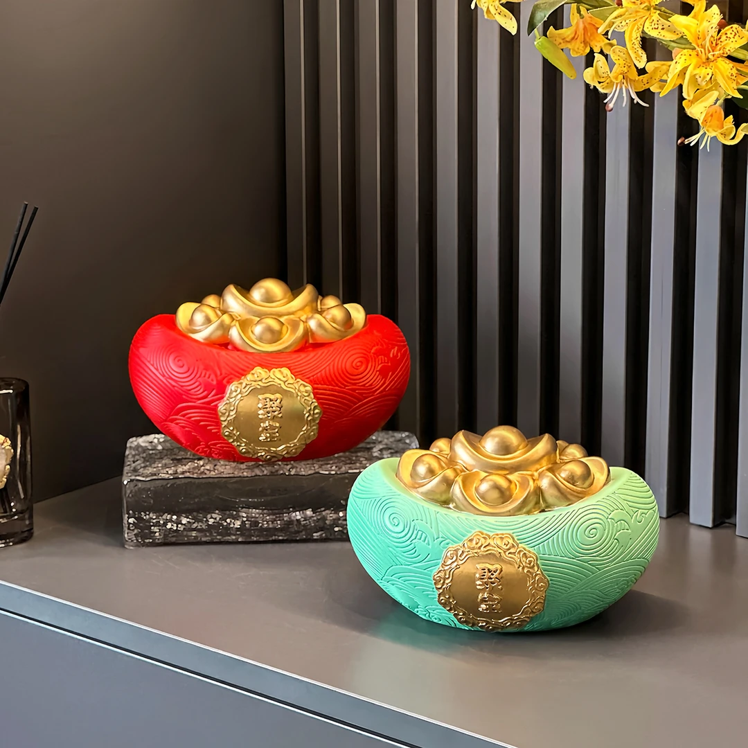 创意轻奢可爱元宝存钱罐玄关高档装饰摆件卧室客厅电视柜装饰品