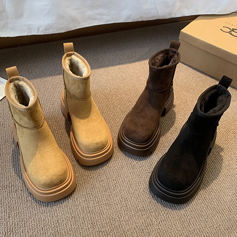 cql秋冬新款时尚东北雪地靴女2023年加绒厚底高帮百搭保暖棉鞋