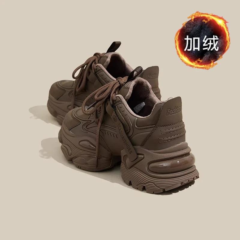 cql复古美式运动鞋加绒老爹鞋鞋子女款冬季韩版休闲鞋旅游