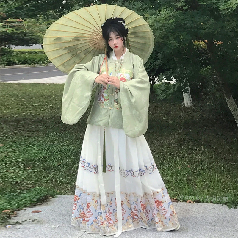 汉庭纺对襟织金曹县马面裙女款日常方领补服仿妆马面裙花春夏