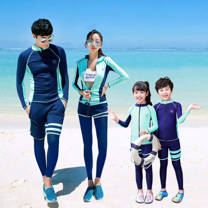 2024新款亲子潜水服女分体长袖长裤温泉游泳衣男女儿童沙滩水母衣