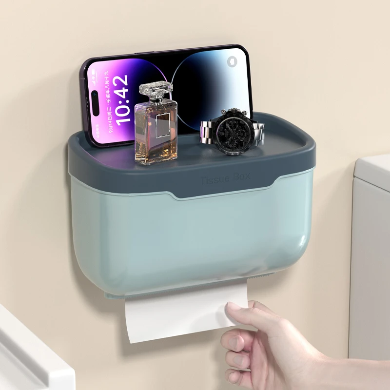 免打孔卫生间纸巾盒厕所洗手间抽纸盒壁挂防水置物架卷纸筒纸巾架