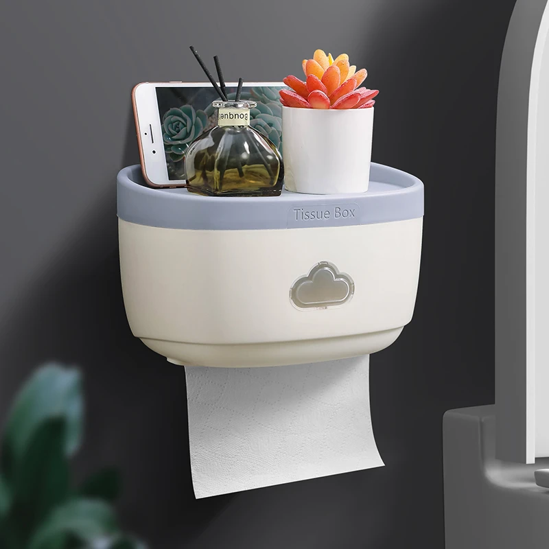 免打孔卫生间纸巾盒厕所卫生纸置物架壁挂式抽纸盒创意防水纸巾架