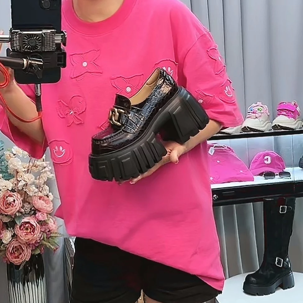 新款厚底增高乐福鞋女款时尚百搭单鞋轻便圆头小皮鞋