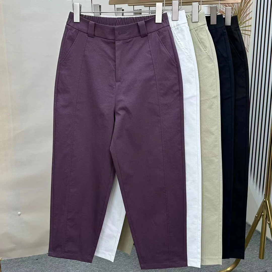 【妍茹定制】质感挺阔抗皱超显瘦通勤休闲时尚镰刀裤九分裤8666