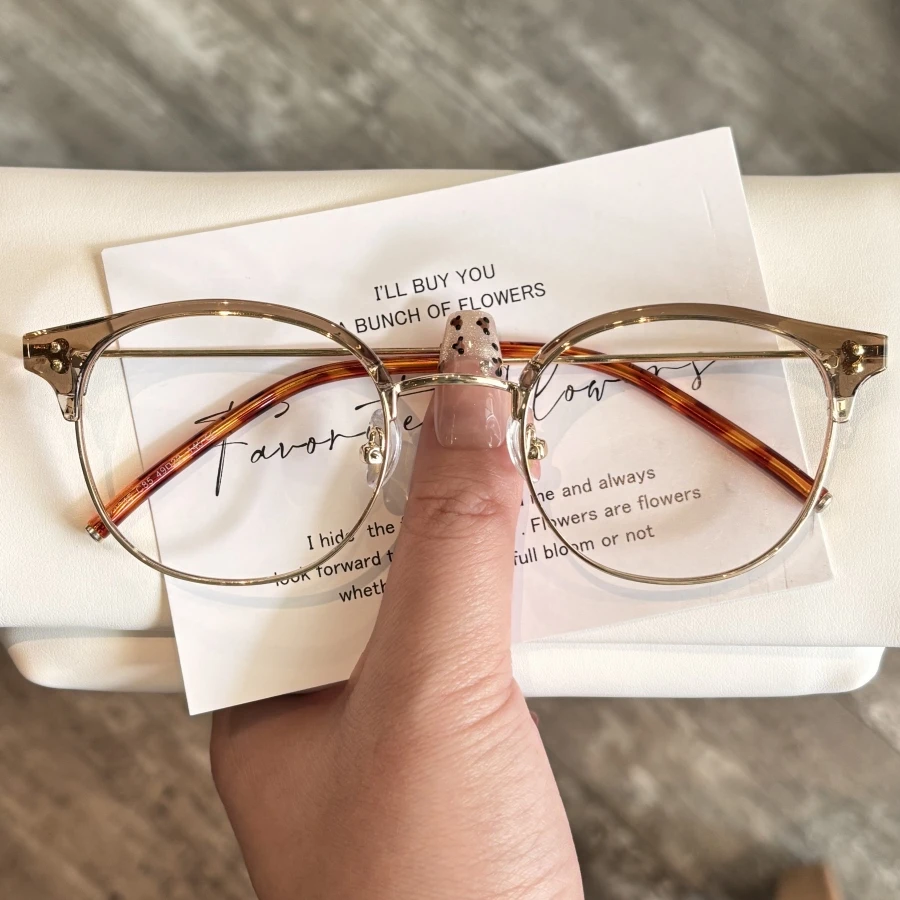 方圆脸半框眼镜百搭时尚近视眼镜韩版眉毛框女防辐射蓝光素颜镜20