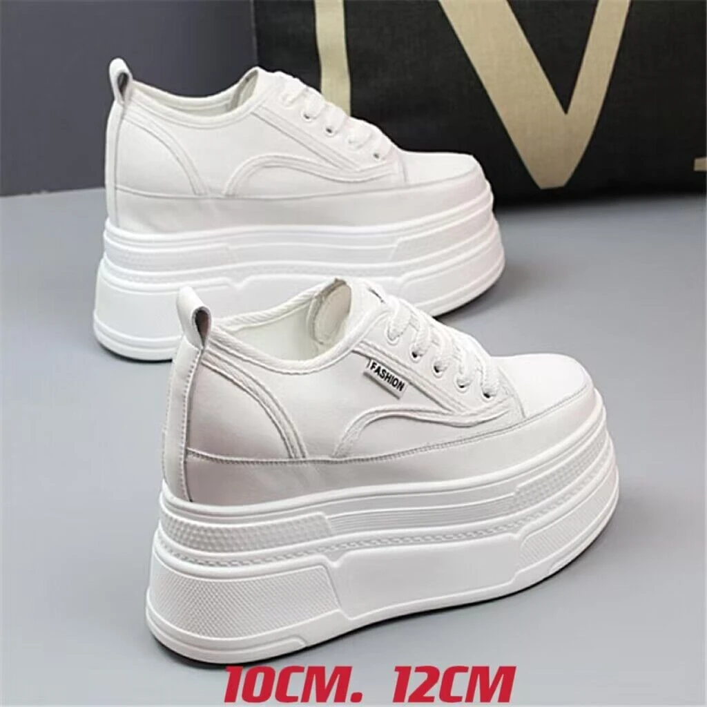 12公分内增高小白鞋女春夏新款10CM超高跟百搭休闲松糕厚底女鞋子