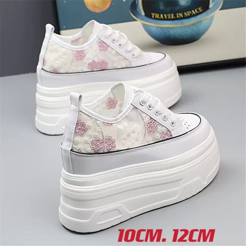 网面透气内增高12公分小白鞋女夏季薄款松糕厚底10cm时尚休闲鞋子