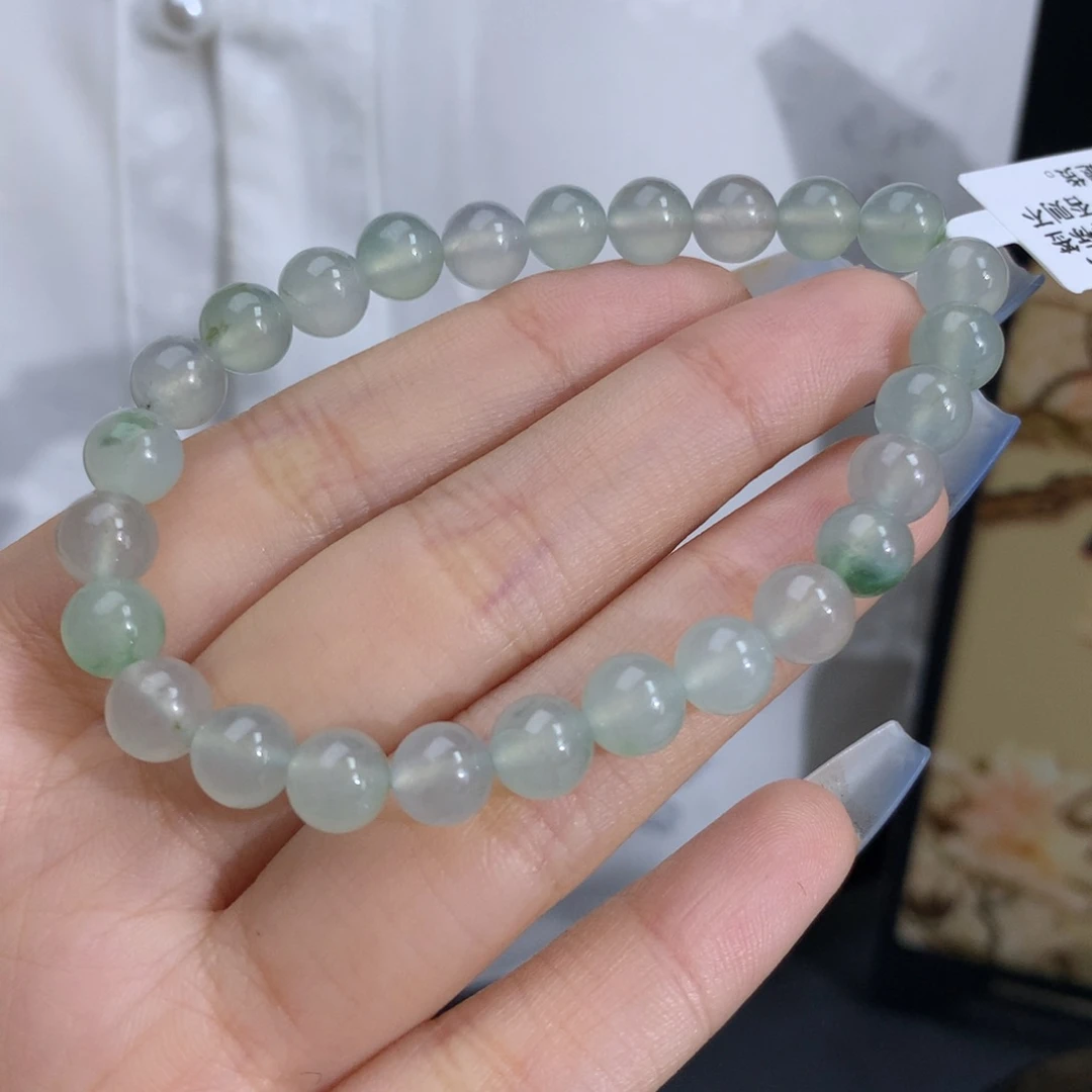 翡翠手链未镶嵌卡7.0冰胶晴飘花