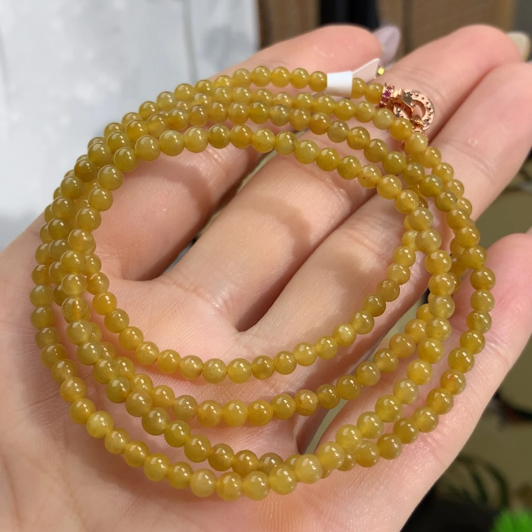 翡翠手链未镶嵌冰胶黄翡小米项链卡3.4