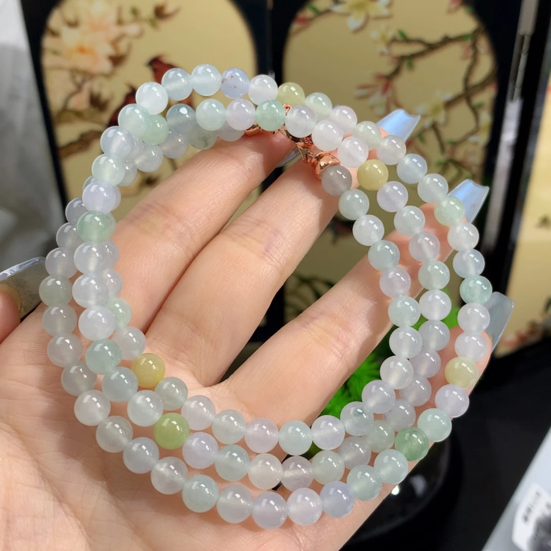 翡翠手链未镶嵌卡6.0冰胶马卡龙
