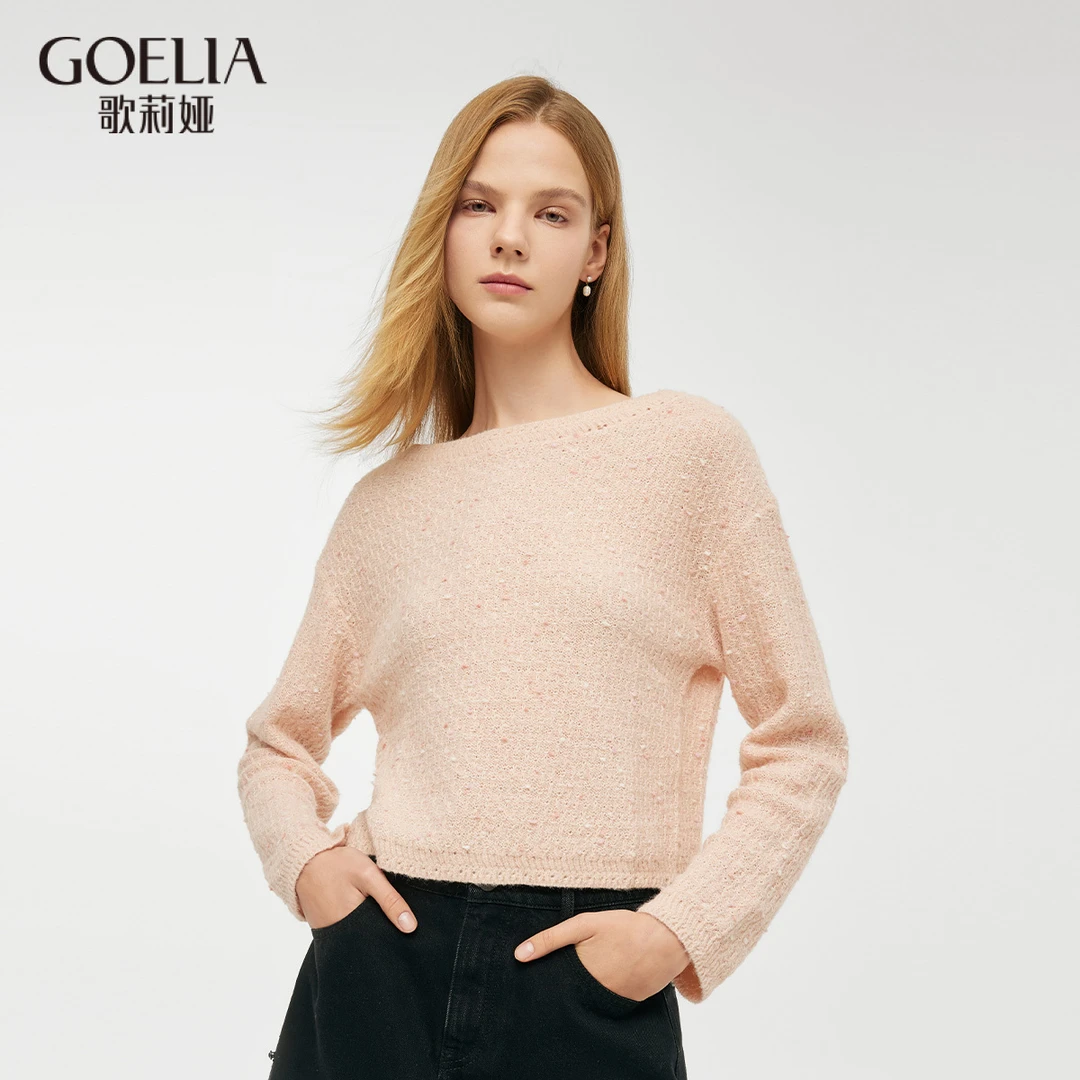 【商场同款】歌莉娅针织衫秋季短款马海毛彩点纱套头衫1C9R5J250