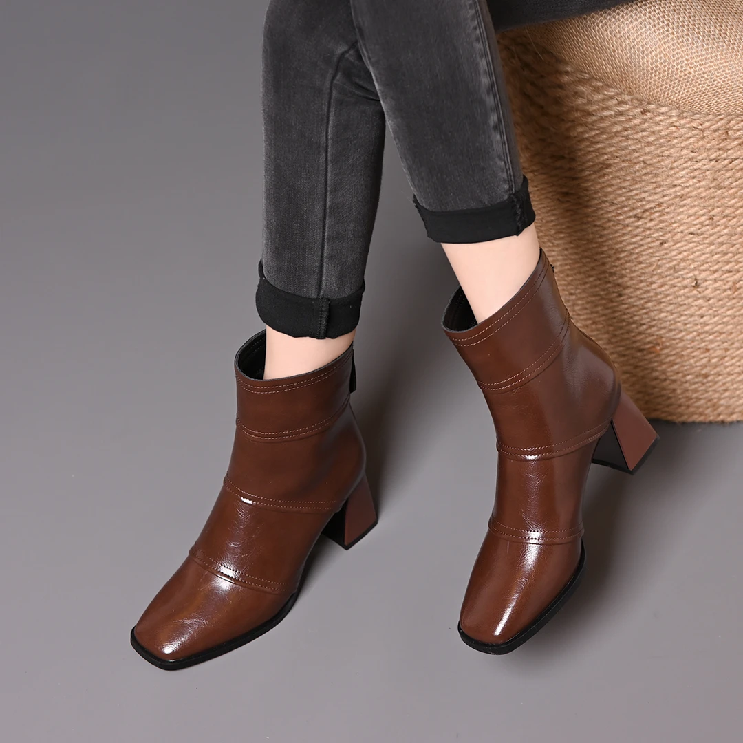 法式复古切尔西靴2025秋冬气质高跟马丁靴粗跟加绒保暖短靴女