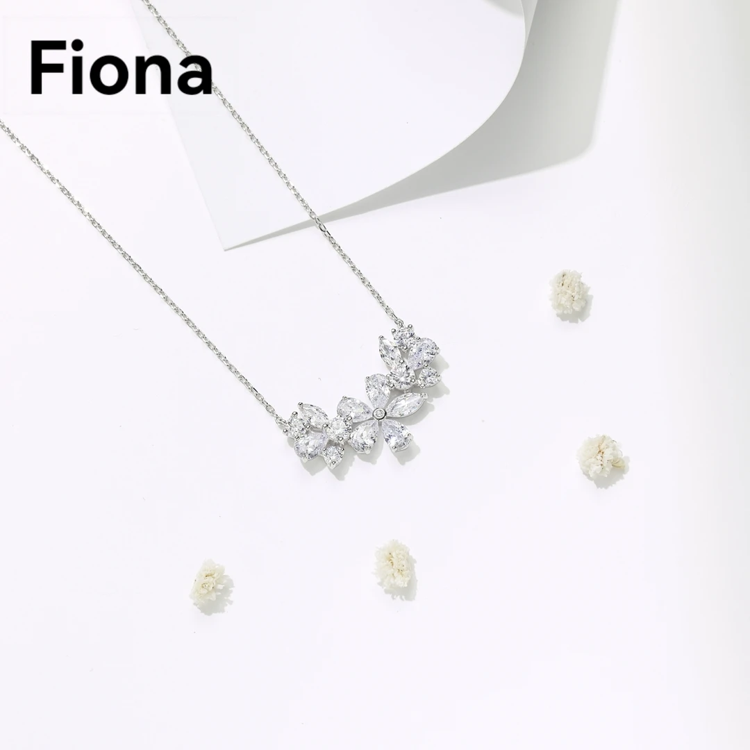 吊坠925银莫桑石 菲奥娜S925银繁华项链气质百搭