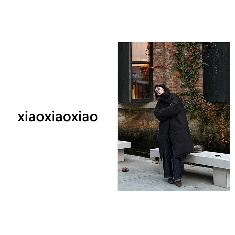 笑笑笑 /大羽绒被.长款翻领羽绒服秋冬加厚款黑长款羽绒服X23W23