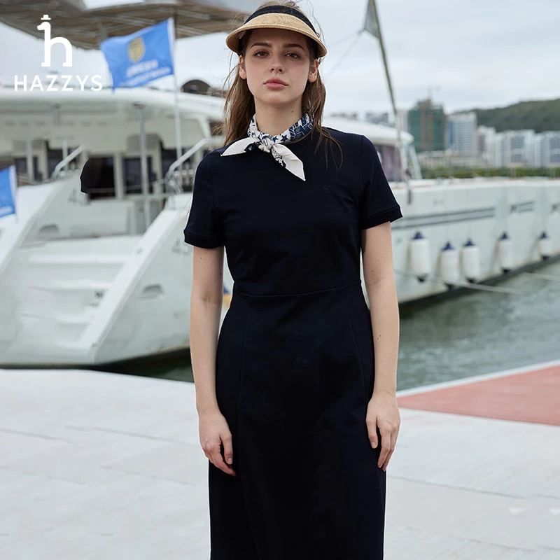 Hazzys/哈吉斯夏季女士显瘦休闲女装连衣裙气质时尚百搭日常优雅