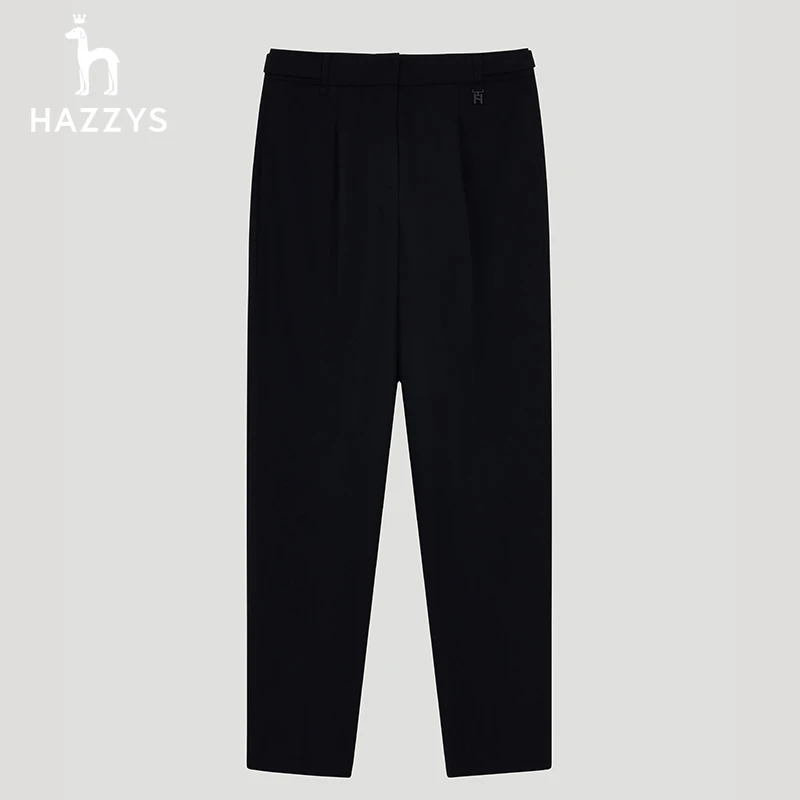 Hazzys哈吉斯女士秋冬通勤舒适时尚简约百搭长裤纯色休闲锥形裤