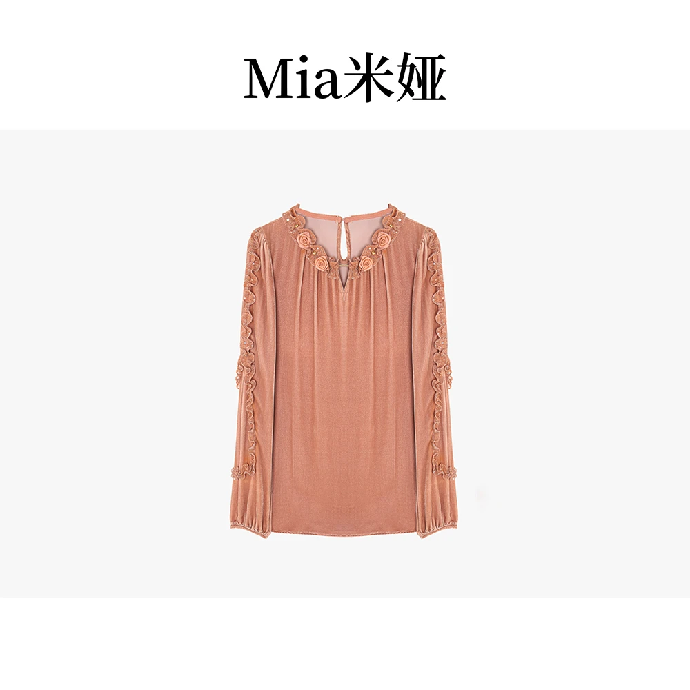 【花仙子】秋冬2024新款设计气质时尚单穿内搭丝绒上衣 DY4848