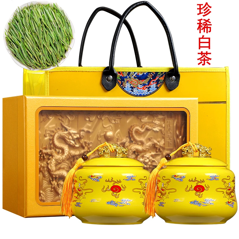 正宗珍稀白茶2025年新茶明前绿茶浓香白茶高档礼盒瓷罐500克