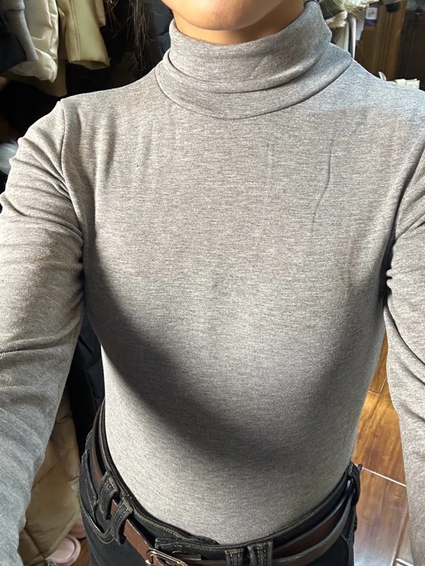 高领打底衫女秋冬加绒保暖修身堆堆领长袖内搭