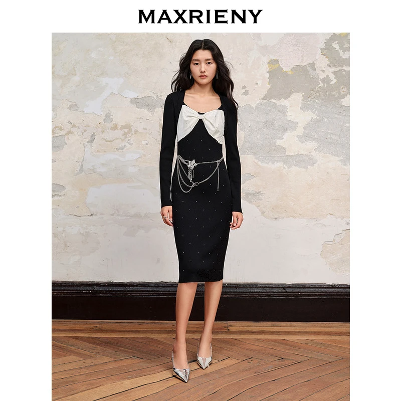 【高高甄选】MAXRIENY星愿裙精致轻奢连衣裙百搭针织小黑裙