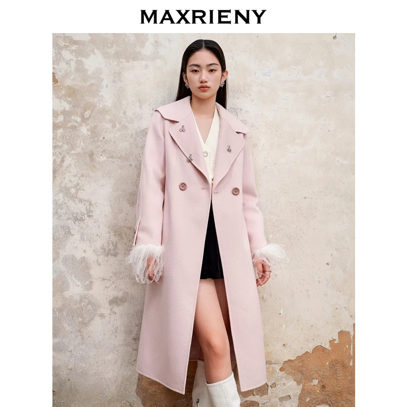 MAXRIENY款廓形外套中长款新年穿搭双面毛呢羊毛大衣双面呢显瘦