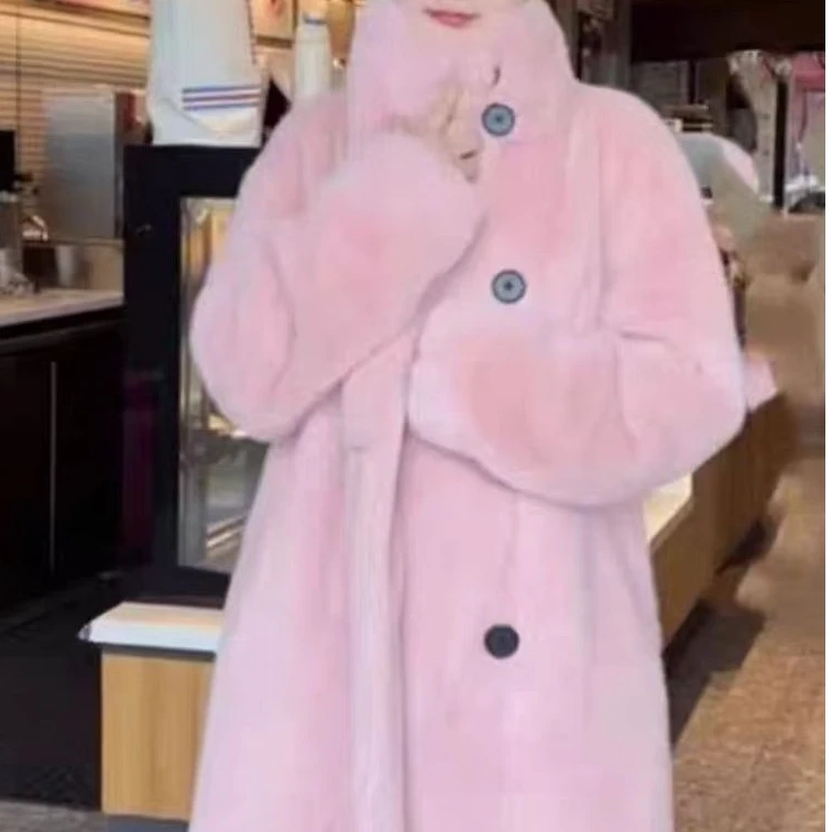 貂绒秋冬新款毛毛外套时尚百搭大气长款女网红休闲外套
