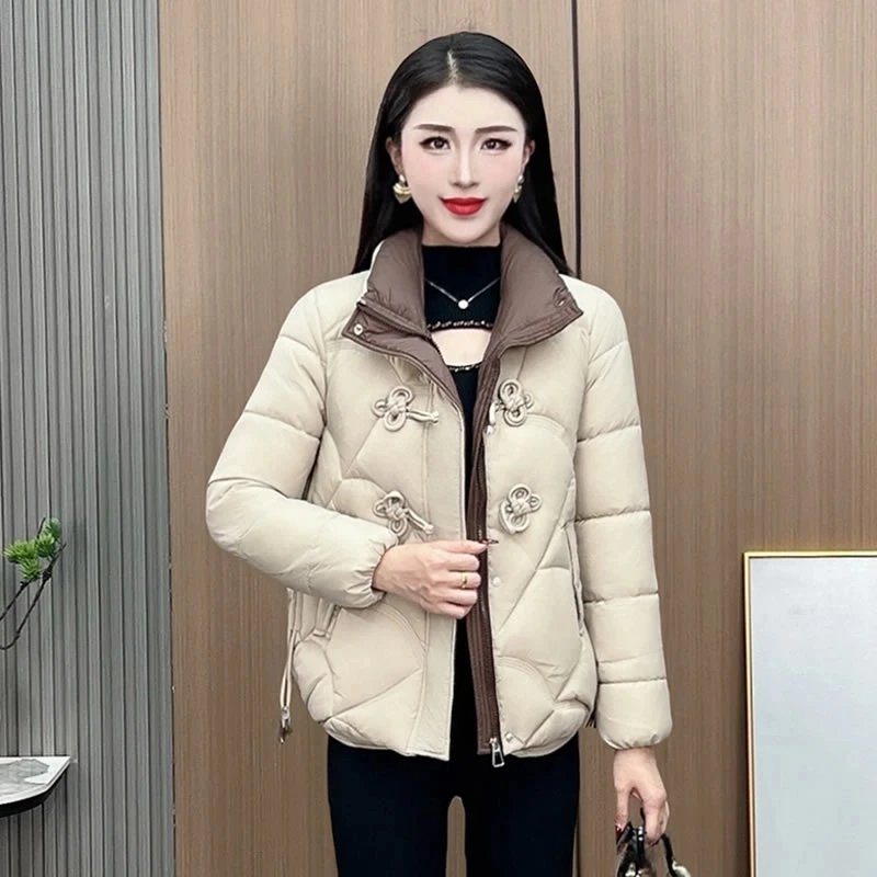 【48小时发货】新中式棉服女外套2024新款宽松显瘦立领短款棉衣