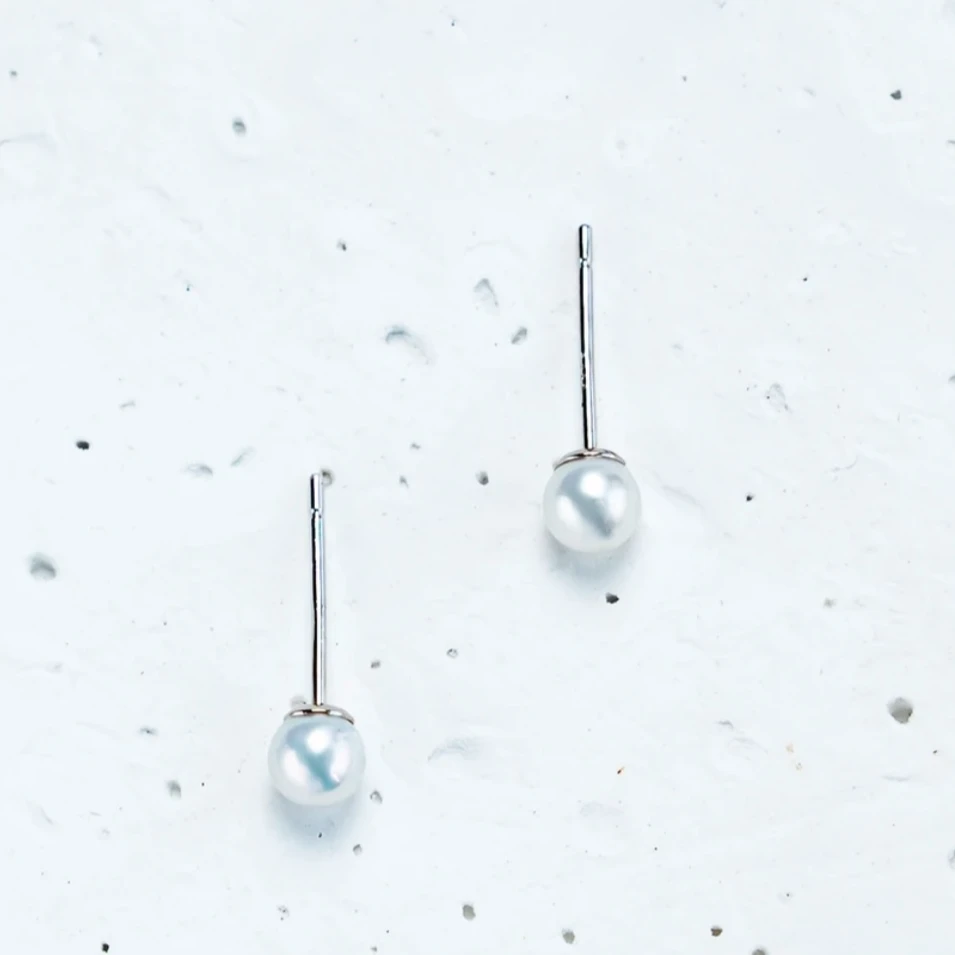 【新年礼物】极光无暇6-7mm素耳钉天然淡水珍珠白色气质时尚简约