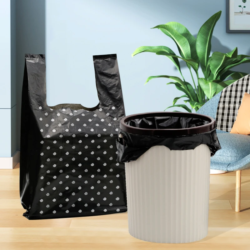 厨房黑色加厚垃圾袋卫生间家庭客厅办公桌垃圾桶黑色塑料袋背心袋