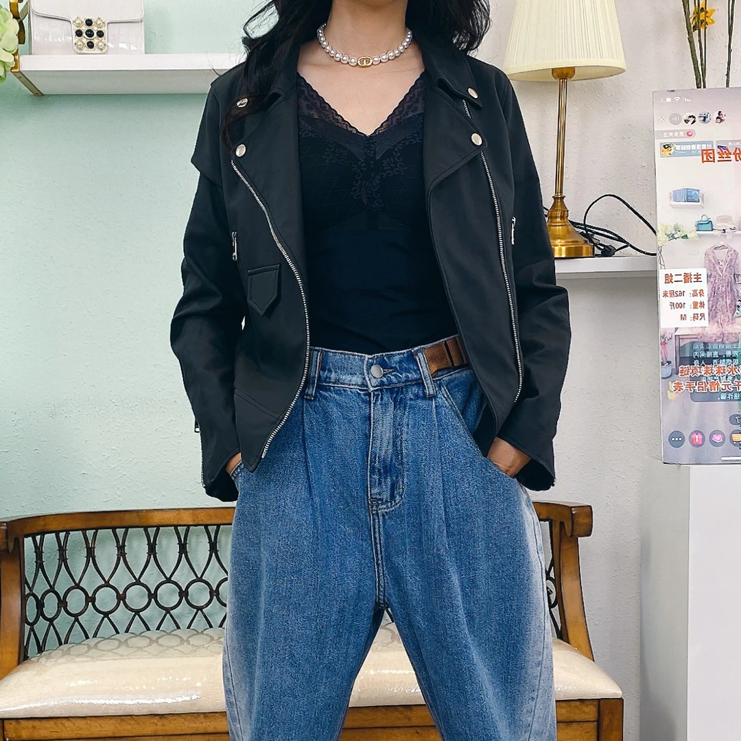 P02022 新款短款外套女春秋设计感小众气质夹克