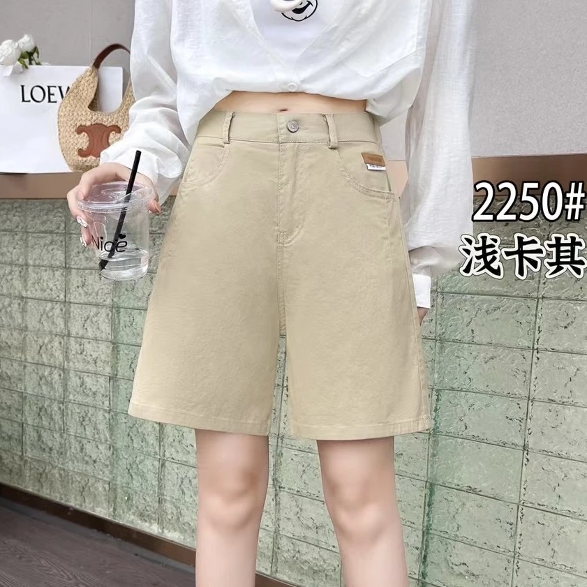 牛仔棉短裤女夏季韩版高腰宽松休闲大码显瘦五分裤中裤2024薄款