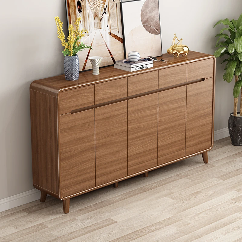 中式胡桃木家用门口入户鞋柜收纳玄关柜网红款储物柜阳台客厅隔断