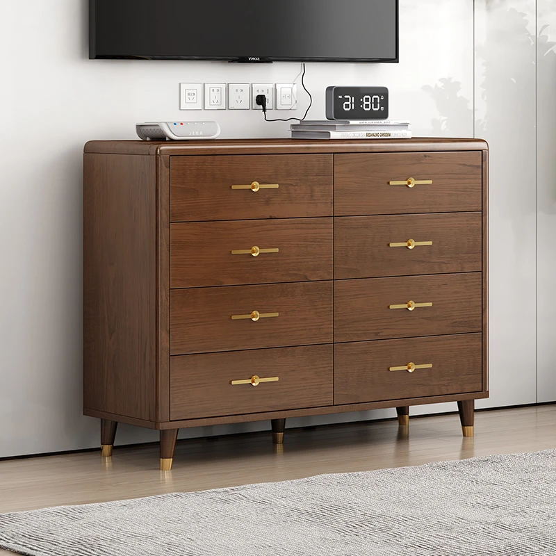 莎曼迪新中式胡桃色实木斗柜储物柜卧室五斗八斗橱收纳柜抽屉柜