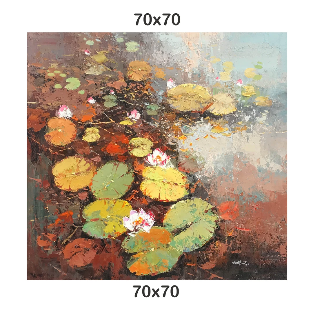 家居装饰画精品小风景手绘油画厚油刀笔画风景图定制带内框画布发