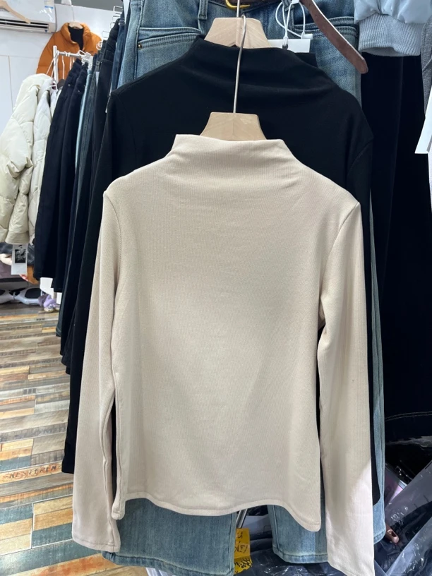 秋冬立领加厚打底衫