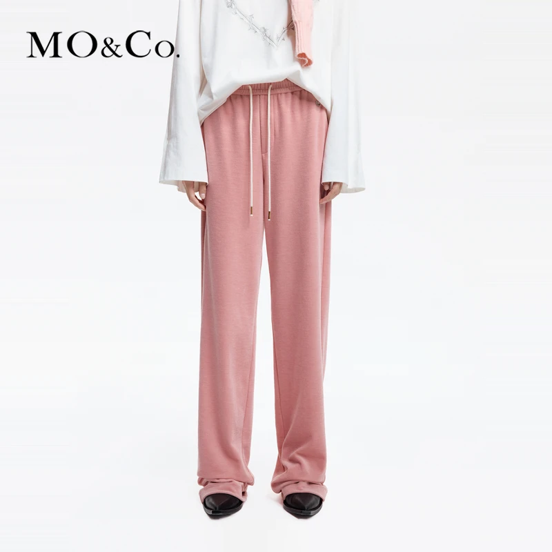 MOCO春高腰及地直筒丝绒休闲裤MBD1PAT001