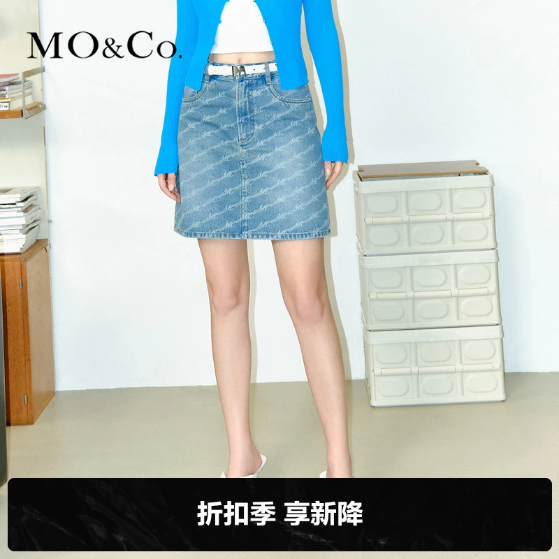 【土耳其棉】MOCO夏季MC压花A字牛仔半身裙MBC2SKTT02