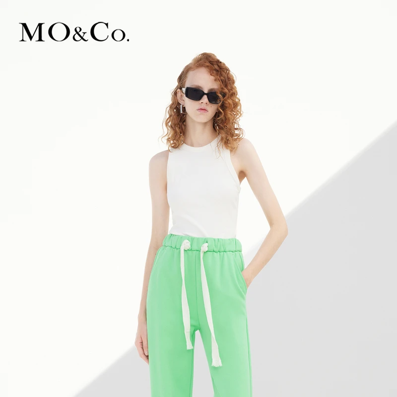 MOCO春季MC刺绣修身削肩工字背心单穿内搭MBC1VET001